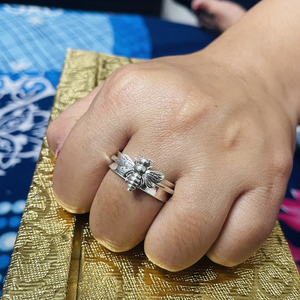925 Sterling <b>Silver</b> Honey Bee <b>Spinner</b> <b>Ring</b> Handmade Fidget Thumb <b>Ring</b> For Unisex Elegant Wedding or Party Gift - Product Image 3