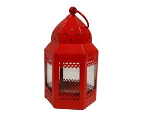 New Arrival 2026 Factory selling Metal & Glass Lantern Simple Looking With Shiny <b>Red</b> Finish <b>Candle</b> Lantern for Wedding - Product Image 1