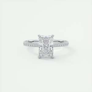 Anillo de compromiso de lujo con halo oculto y diamante de laboratorio de corte radiante de 2.50 quilates en oro blanco de 14k - Product Image 6