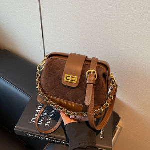 Quilted Leather Crossbody Bag With Strap Vintage Women Shoulder Purse <b>Small</b> <b>Lock</b> Clasp Handbag For Daily Use - Product Image 4