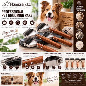 Rastrillo Desenredante de Acero Inoxidable con Mango de Madera para Perros y Gatos de Pelaje Grueso, Herramienta de Peluquería Canina para Dueños de Mascotas - Product Image 3