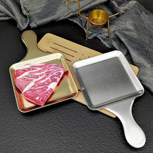 Plato de Servir de Acero Inoxidable Dorado Cepillado con Asa, Bandeja para Bistec, Plato Plano Nórdico para Postres y Aperitivos, Vajilla para Restaurantes Occidentales - Product Image 6