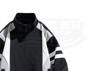 Chaqueta deportiva retro de invierno para hombre, estilo vintage, con bloques de color desestructurados, corte ajustado, cortavientos, con cremallera, repelente al agua y cuello alto. - Product Image 4