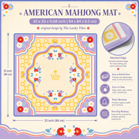 Tapis de Mahjong Rétro Floral Pliable Personnalisé en Gros 33x33 Pouces en Néoprène Premium Antidérapant pour Poker et Mahjong Américain, Cadeau OEM