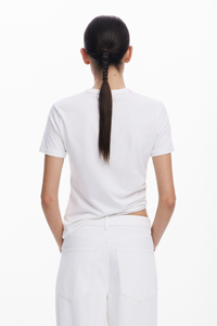 T-shirt décontracté pour femme, style streetwear, coupe ajustée, en coton tricoté, mode hip-hop, usage quotidien, anti-plis, manches courtes, 220g - Product Image 3