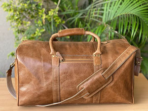 Nouveau sac à bagages de nuit en cuir Crunch fait à la main de haute qualité véritable sac à bagages de voyage en cuir pleine fleur personnalisé - Product Image 2