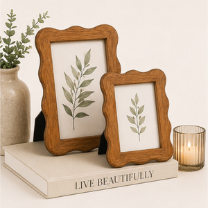 Wholesale Scalloped Wooden Photo <b>Frame</b> Natural Solid <b>Wood</b> <b>Picture</b> <b>Frame</b> Ornate Wavy Edge Desktop Display Framework for Sale - Product Image 6