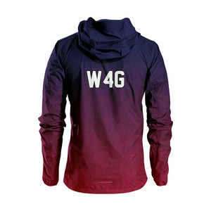 Customized Gradient Printed Hooded Windbreaker Jacket Men's Quick Dry Casual Outdoor Wear 100% Polyester Zipper Closure Jacket - Product Image 3
