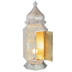 Farol de Metal Hexagonal Estilo Marroquí en Tono Blanco Dorado, Portavelas Decorativo para el Hogar, Navidad y Pascua, Último Modelo en Venta 2026 - Product Image 5