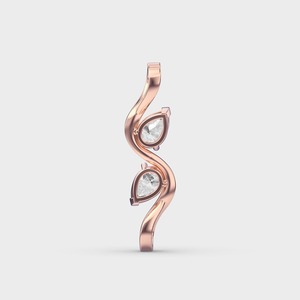 Pendentif élégant en diamant de laboratoire double poire, en or jaune, blanc et rose 9 carats plaqué rhodium, certifié IGI, design moderne torsadé - Product Image 4