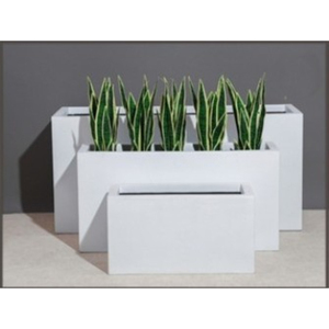 Ensemble de jardinières carrées modernes en fibre de verre blanches, revêtement poudré, légères, durables, pour l'intérieur et l'extérieur, pots de fleurs pour la décoration de la maison - Product Image 2