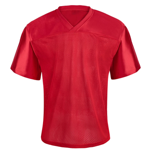 เสื้อเจอร์ซีย์ตาข่ายสีแดง คอวี แขนสั้น สำหรับผู้ชาย ผ้าโพลีเอสเตอร์ ระบายเหงื่อได้ดี ชุดกีฬาสำหรับผู้ใหญ่ ชุดกีฬาฟุตบอล เสื้อซ้อมฟุตบอล - Product Image 4