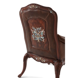Chaise de salle à manger minimaliste en teck massif, chaise rembourrée en tissu ivoire de qualité supérieure 0304436 - Product Image 4