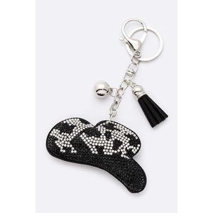 Portachiavi con Cappello da Cowboy Stampa Mucca e Cristalli, Design Unico ed Elegante - Product Image 1