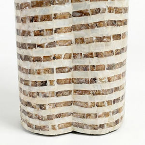 Concentric Stripe Scalloped <b>Stools</b> Mother of Pearl Handcrafted Mosaic Small Side <b>Table</b> For Living Room Bedroom Decor Use - Product Image 2