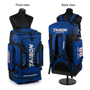 Sac de hockey sur glace en polyester 900D 320 GSM de qualité supérieure, vert olive, double panneau, logo brodé personnalisé, équipement de voyage - Product Image 3