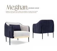 Fauteuil d'appoint moderne en velours, avec accoudoirs incurvés, dossier rigide, rembourrage en mousse, structure métallique, confortable, une place, pour salon