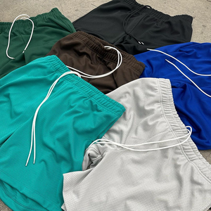 Custom 180gsm Polyester Double <b>Layers</b> Eco-Friendly Solid Mesh <b>Mid</b> Oversized Men's Casual Board Shorts Elastic Waterproof - Product Image 2