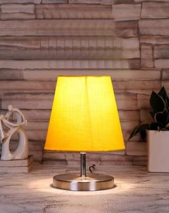 Support de lampe de table en tissu doré KS International, fait main, écologique, durable, base en métal, lampe de bureau en forme de cylindre pour - Product Image 4