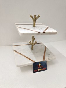 Support à gâteau en marbre de qualité supérieure, 2 étages, fait main, en pierre, pour présentation de gâteaux, desserts et cupcakes, idéal pour les mariages et les anniversaires. - Product Image 2