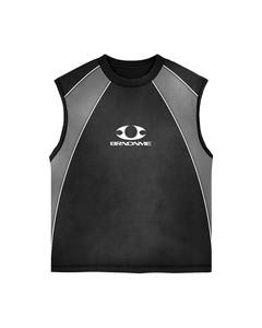 Multi Color Block BRNDNAME Sleeveless Tank <b>Top</b> Shorts Set | Oversized Athletic Matching Set | Streetwear OEM Private Label - Product Image 4