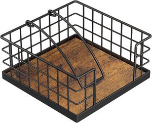 Porte-serviettes de table style ferme avec bras lesté, distributeur de serviettes en bois pour comptoir de cuisine - Product Image 1