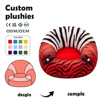 Canapé simple rond en peluche à rayures tigrées OEM ODM, certifié CE UKCA ASTM, coussin de salon imprimé animal multicolore personnalisé, vente en gros