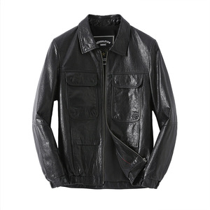 Chaqueta de Cuero Genuino Personalizada, Cortavientos, para Hombre, Estilo Motero, con Logotipo de Marca Privada OEM, Moda Urbana, Ropa al por Mayor - Product Image 6