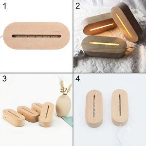 Artistic Gifts Modern LED Wooden Lamp Base with Personalized Oval Design USB Touch Control & Dimmable Warm White Light - Product Image 4