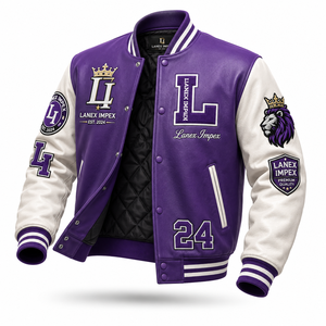 Chaqueta Varsity de Invierno Personalizada para Equipo, Parche de Letras de Chenilla de Alta Calidad, Mangas de Cuero PU, Cuello Acanalado, Club Deportivo de Béisbol - Product Image 1