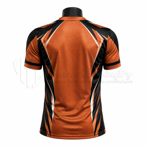 Camiseta de Fútbol Personalizada para Hombre, Manga Corta, Naranja y Negra, Estampado Geométrico, Absorbe la Humedad, Transpirable, Ajuste Atlético, Ropa de Equipo - Product Image 2