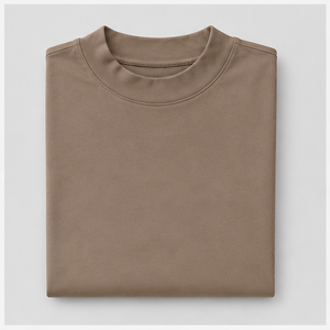 Womens Taupe Mock Neck Short Sleeve <b>Tunic</b> Fit T Shirt WTS-0156 - Product Image 5