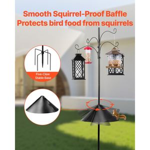 Poste de soporte para comedero de pájaros salvajes de 92 pulgadas con 4 ganchos Suministros para pájaros para atraer pájaros salvajes - Product Image 3