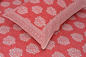 Sábana Plana de Algodón Estampada de Jaipur con Diseño Floral Rojo, Estilo Clásico para Todas las Estaciones, Uso Doméstico para Adultos, Lavable - Product Image 4