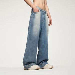 Pantalones Cargo Rectos de Mezclilla para Hombre, Estilo Hip Hop, Cintura Alta, Color Sólido, Verano/Invierno, Lavados, Cómodos, Casuales, Streetwear, ODM - Product Image 2