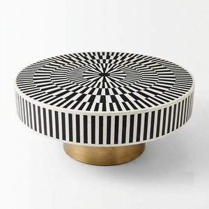 Mesa de Centro Redonda con Diseño Geométrico de Cubos en Blanco y Negro para Sala de Estar Moderna, Hotel, Villa, Muebles al por Mayor - Product Image 5