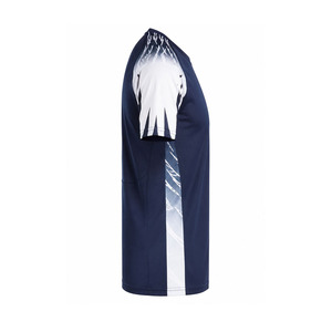 T-shirt sportif bleu marine à manches courtes pour homme avec imprimé motif blanc, tissu tricoté à séchage rapide, col rond, coupe classique, t-shirts personnalisés - Product Image 4
