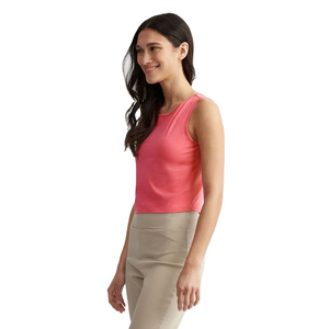 Top Corto sin Mangas para Mujer, Color Rosa, Cuello Redondo, Tejido de Punto, Color Sólido, Casual, Transpirable - Product Image 4
