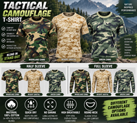 T-shirt d'entraînement tactique camouflage pour homme, manches courtes/longues, respirant, couleur unie, col rond, qualité supérieure, fabricant.