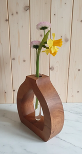 Vase de table en bois fait main, design minimaliste, matériau naturel écologique, diamètre 4-6 pouces, porte-fleurs décoratif - Product Image 2