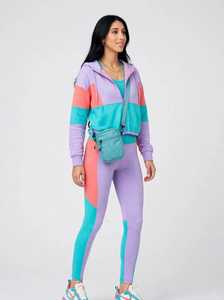 Conjunto Deportivo de 2 Piezas para Mujer, Sudadera con Capucha y Cierre de Cremallera 2 en 1 en Colores Pastel y Leggings, Ligero, de Poliéster/Algodón, con Bolsillos Laterales - Product Image 3
