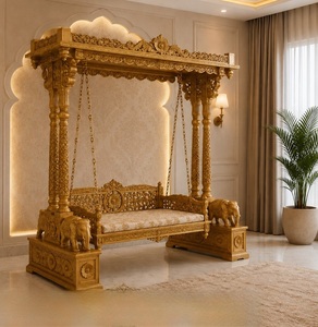 Modern Hand Carved Silver <b>Swing</b>/Jhula Home Decor Premium Quality Teak Wood Oonjal <b>Swing</b> Furniture Customizable Color Design USA - Product Image 5