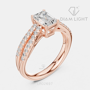 Bague de fiançailles en or blanc 14 carats avec diamant de laboratoire de 0,90 carat, taille émeraude, pierres latérales, bague de mariée, certifiée IGI, bijoux fins pour femmes - Product Image 4