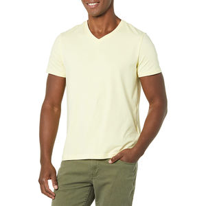 T-shirts personnalisés de haute qualité à séchage rapide, col en V, pour hommes, en coton blanc, imprimés, à col contrastant, à séchage rapide, avec logo - Product Image 1