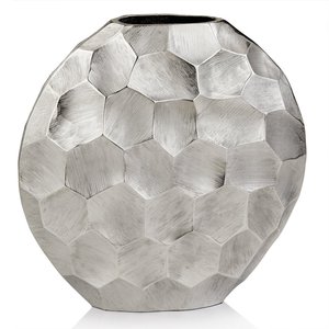 Vase décoratif moderne en métal argenté en forme de nid d'abeille, aluminium brossé, hexagonal, rond, pour la décoration de la maison - Product Image 5