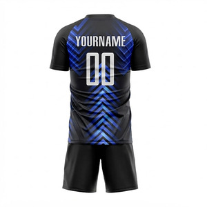 Conjunto de Uniforme de Fútbol Personalizado, Profesional, Transpirable, en Negro y Azul Eléctrico - Ropa Deportiva de Alto Rendimiento para Equipos - Product Image 2