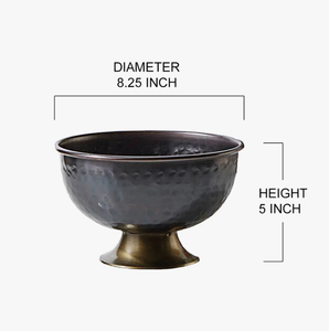 Cuenco de Cobre de Alta Calidad con Base de Bronce Martillado a Mano – Cuenco Metálico con Pedestal para Suculentas y Plantas - Product Image 6