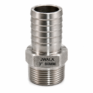 Acoplamiento de Acero Inoxidable SS304 de Grado Industrial, 3 Pulgadas (80mm), con Rosca Hexagonal Macho y Conexión de Manguera Hidráulica - Product Image 1