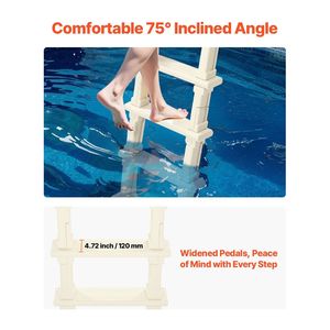 Scala per Piscina a 5 Gradini Inclinata a 75 Gradi, Capacità di Carico 300 lb, Corrimano Doppi Antiscivolo da 4 Pollici, Gradini Confortevoli - Product Image 4