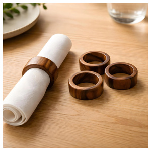 Anneaux de serviette ronds en bois écologiques faits à la main et personnalisés de luxe pour la décoration de mariage, anneaux de serviette abordables, directement de l'usine - Product Image 1